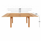 Expandable table Aktive Acacia Rectangular 200 x 100 x 74 cm-1