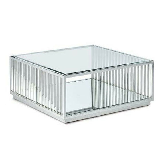 Centre Table DKD Home Decor Transparent Silver Steel Mirror 100 x 100 x 45 cm-0