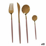 Cutlery Set Pink Golden Stainless steel (12 Units)-0