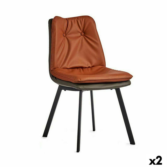 Armchair Buttons Brown Black Grey Steel 62 x 85 x 47 cm (2 Units)-0