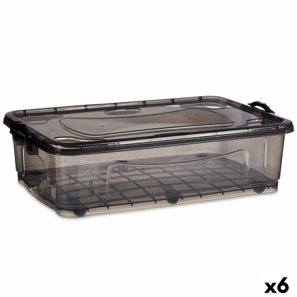 Storage Box with Wheels Kipit Anthracite Plastic 40 L 46,5 x 20 x 72,5 cm (6 Units)-0