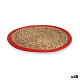 Table Mat Gift Decor Red Natural Natural Fibre 35 x 1 x 35 cm (48 Units)-0