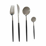 Cutlery Set Black Silver Stainless steel 8 Pieces (12 Units)-1