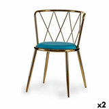 Chair Rhombus Blue Golden 50,5 x 73 x 51 cm (2 Units)-0