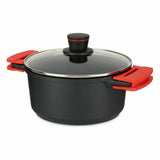 Casserole with glass lid Ø 24 cm Black Aluminium (6 Units)-2