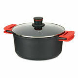 Casserole with glass lid Ø 28 cm Black Aluminium (4 Units)-2