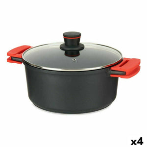 Casserole with glass lid Ø 28 cm Black Aluminium (4 Units)-0