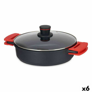 Casserole with lid 28 x 7,5 cm Black Aluminium (6 Units)-0