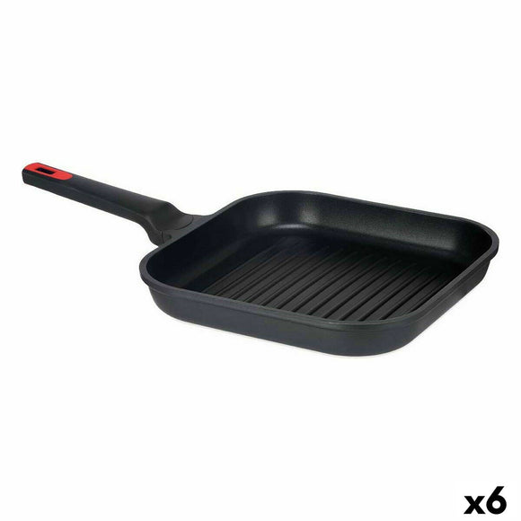 Grill pan with stripes 28 x 28 cm Aluminium (6 Units)-0