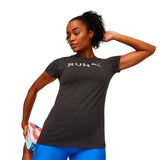 Women’s Short Sleeve T-Shirt Puma Graphicc Icy Azule Black-3
