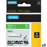 Laminated Tape for Labelling Machines Rhino Dymo ID1-19 19 x 5,5 mm White Green Stick Self-adhesives (5 Units)-0
