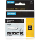 Laminated Tape for Labelling Machines Rhino Dymo ID1-19 19 x 5,5 mm Black Polyester White Self-adhesives (5 Units)-1