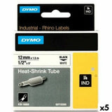 Laminated Tape for Labelling Machines Rhino Dymo ID1-12 White Black 12 x 1,5 mm (5 Units)-0