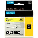 Laminated Tape for Labelling Machines Rhino Dymo ID1-19 19 x 3,5 mm Black Yellow Self-adhesives (5 Units)-1
