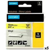 Laminated Tape for Labelling Machines Rhino Dymo ID1-19 19 x 3,5 mm Black Yellow Self-adhesives (5 Units)-0