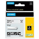 Laminated Tape for Labelling Machines Rhino Dymo ID1-19 19 x 5,5 mm Black White Stick Self-adhesives (5 Units)-1