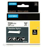 Laminated Tape for Labelling Machines Rhino Dymo ID1-12 12 x 3,5 mm Black White Self-adhesives (5 Units)-1