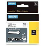 Laminated Tape for Labelling Machines Rhino Dymo ID1-19 19 x 3,5 mm Black White Self-adhesives (5 Units)-1