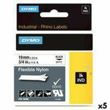 Laminated Tape for Labelling Machines Rhino Dymo ID1-19 19 x 3,5 mm Black White Self-adhesives (5 Units)-0