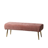Bench 111 x 44 x 41,5 cm Synthetic Fabric Pink Metal-0