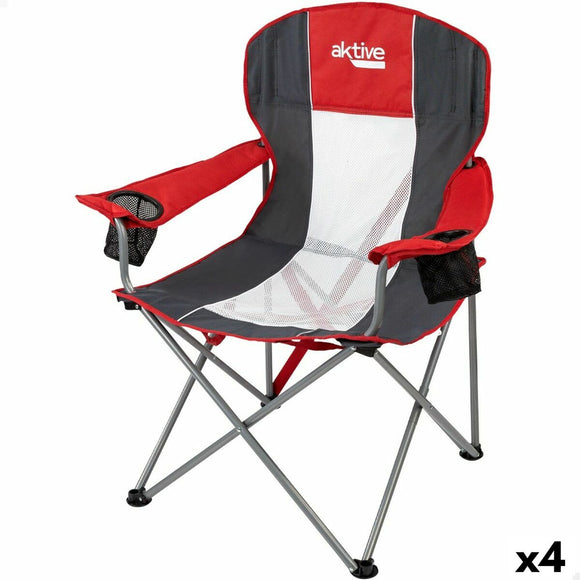 Foldable Camping Chair Aktive Dark grey Red 56 x 98 x 59 cm (4 Units)-0