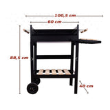 Coal Barbecue with Wheels Aktive Enamelled Metal 100,5 x 88,5 x 40 cm Black-1