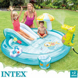 Inflatable Paddling Pool for Children Intex Playground Crocodile 201 x 84 x 17 cm (3 Units)-1