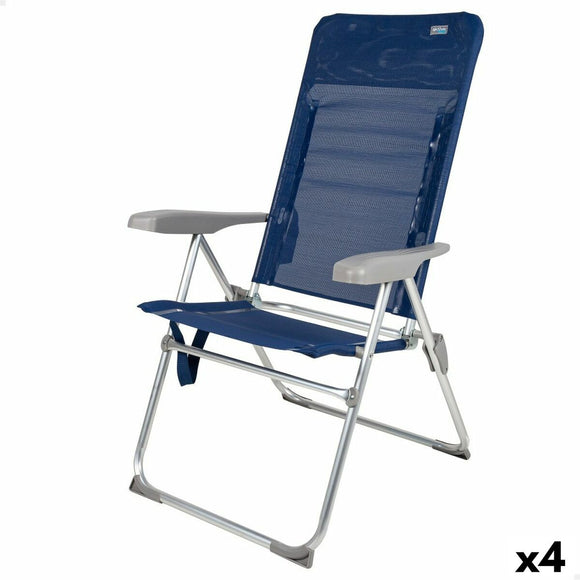 Beach Chair Aktive Slim Foldable Navy Blue 47 x 107 x 66 cm (4 Units)-0