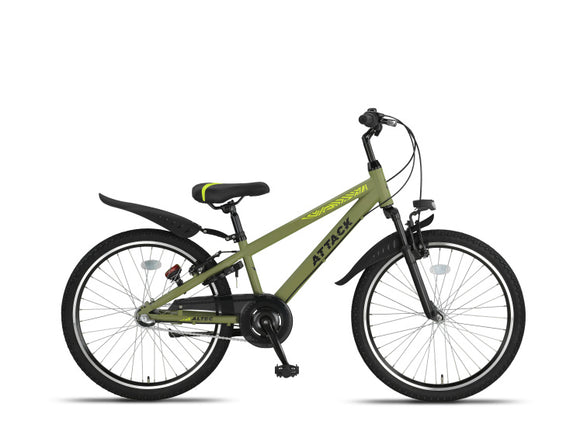 Attack MTB 24 Inch Junior 3SP Rim Brakes Army Green-0