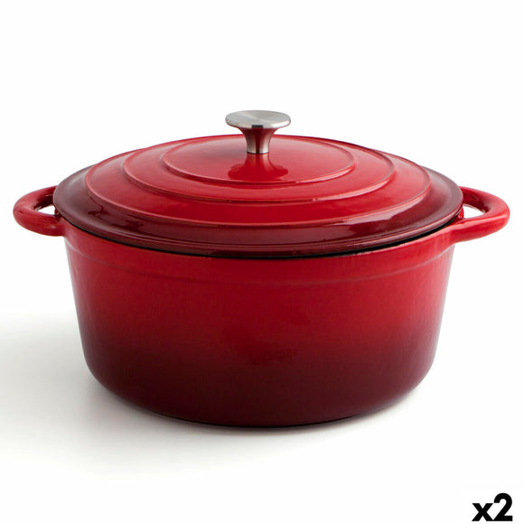 Casserole with lid Bidasoa Fierro Red Ø 28 cm 6 L (2 Units)-0