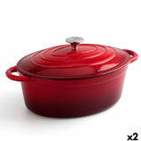 Casserole with lid Bidasoa Fierro Red 4,3 L 30 x 23 cm (2 Units)-0