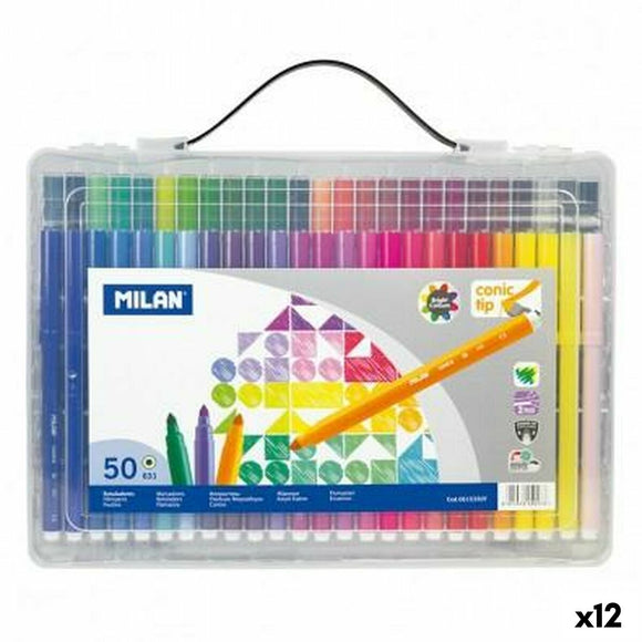 Set of Felt Tip Pens Milan Conic Multicolour 50 Pieces (12 Units)-0