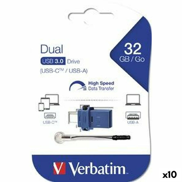 USB stick Verbatim GO SPEED DUAL Blue 32 GB (10 Units)-0