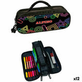 Triple Pencil Case Alpino Mini Black Multicolour (12 Units)-0