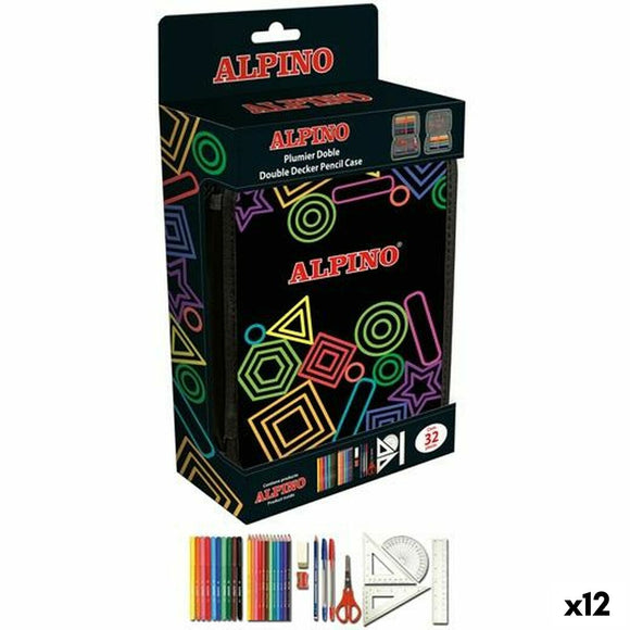 Double Pencil Case Alpino Multicolour 32 Pieces (12 Units)-0