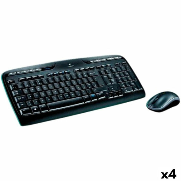 Keyboard and Mouse Logitech MK330 Black Spanish Qwerty (4 Units)-0