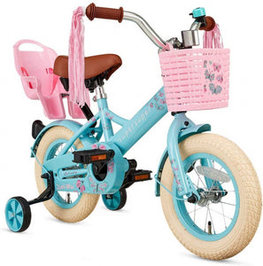 Little Miss 12 Inch 21,5 cm Girls Coaster Brake Turquoise/Pink-0