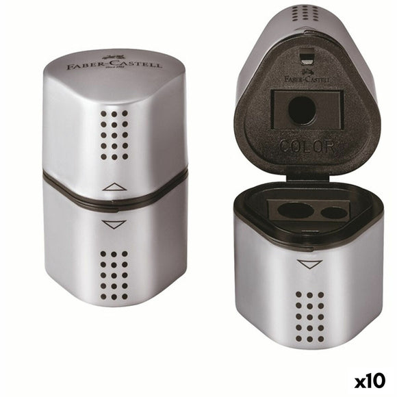 Pencil Sharpener Faber-Castell Grip 2001 3-in-1 Silver Metal (10 Units)-0