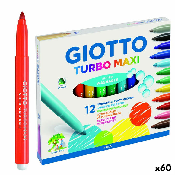 Set of Felt Tip Pens Giotto Turbo Maxi Multicolour (60 Units)-0