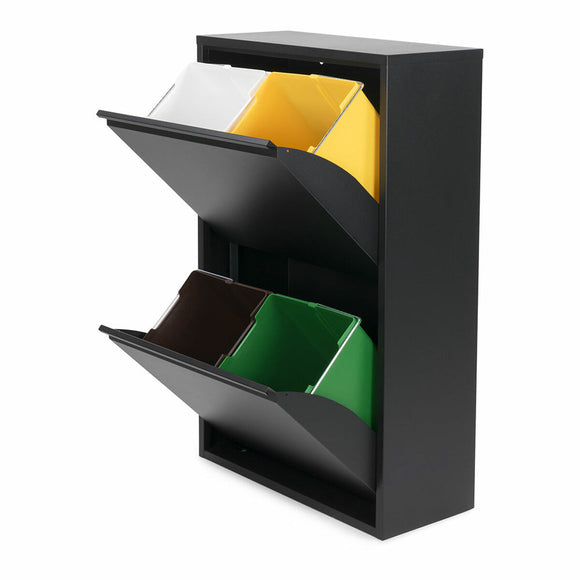 Recycling Waste Bin Jobgar 92 x 60 x 25 cm Black Metal 4 drawers-0