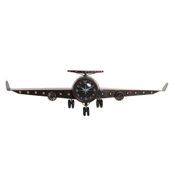 Настінні годинники DKD Home Decor Black Metal Crystal Airplane MDF Wood (157 x 22 x 46 см)