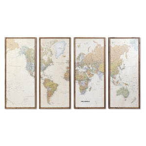 Set of 4 pictures DKD Home Decor World Map Vintage Loft 200 x 3,5 x 120 cm-0