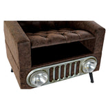 Armchair DKD Home Decor Grey Wood Brown PU (77 x 62 x 80 cm)-1