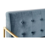 Sofa DKD Home Decor Blue Polyester Metal Modern Golden (128 x 70 x 76 cm)