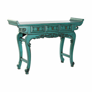 Side table DKD Home Decor Metal Turquoise Oriental Elm (135 x 37 x 89 cm)-0