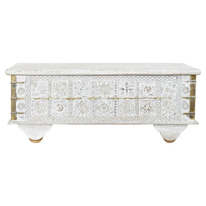 Side table DKD Home Decor MB-182010 White Golden Metal Mango wood 115 x 60 x 45 cm-0