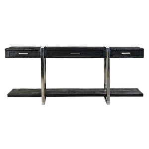 Консоль DKD Home Decor Black Silver Wood Steel (180 x 44 x 75 см)