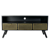 TV furniture DKD Home Decor Black Metal Golden (125 x 41 x 62 cm)-3