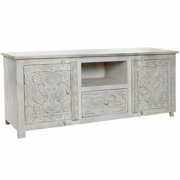 TV furniture DKD Home Decor White 151 x 40 x 60 cm Wood Mango wood-0