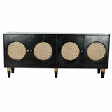 Sideboard DKD Home Decor Black Natural Rattan Mango wood (150 x 40 x 65 cm)-2